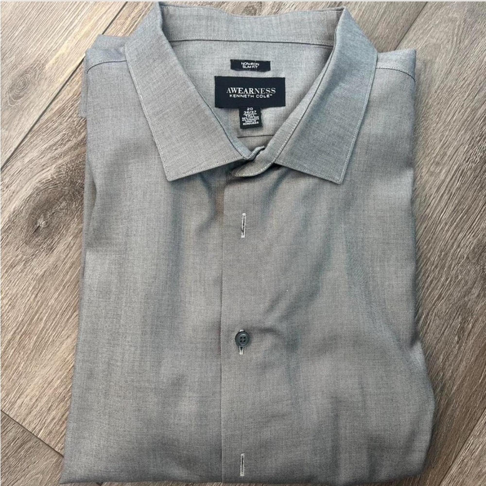Kenneth Cole Awearness Men's Gray Dress Button-Up Shirt